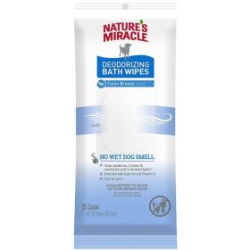 Natures Miracle Deodorizing Bath Wipes for Dogs Clean Breeze Scent