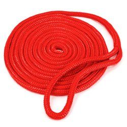 15' Double-Braided Nylon Dockline, Red