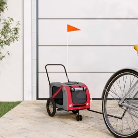 Pet Bike Trailer Red and Black Oxford Fabric and Iron