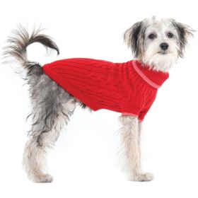 Fashion Pet Cable Knit Dog Sweater Red (Option: X Large)