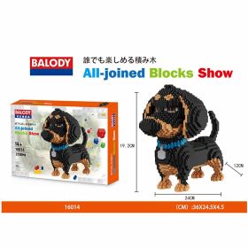 Cartoon Simulation Pet Dog Building Blocks Mini Dachshund Poodle Doberman Model Children's Toy Gift Dog Pet Building Blocks (Color: 16014, size: With box)