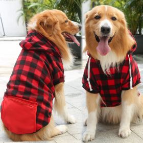 Plaid Dog Hoodie Pet Clothes Sweaters with Hat and Pocket Christmas Classic Plaid Small Medium Dogs Dog Costumes (colour: Zipper pocket coat with red and black plaids, size: XS (chest circumference 32, back length 20cm))